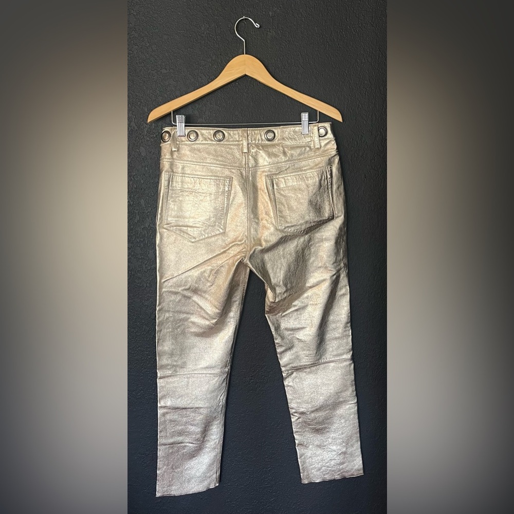One Teaspoon - Gold 100% Sheepskin Leather Pants (Size M) - Picture 11 of 16